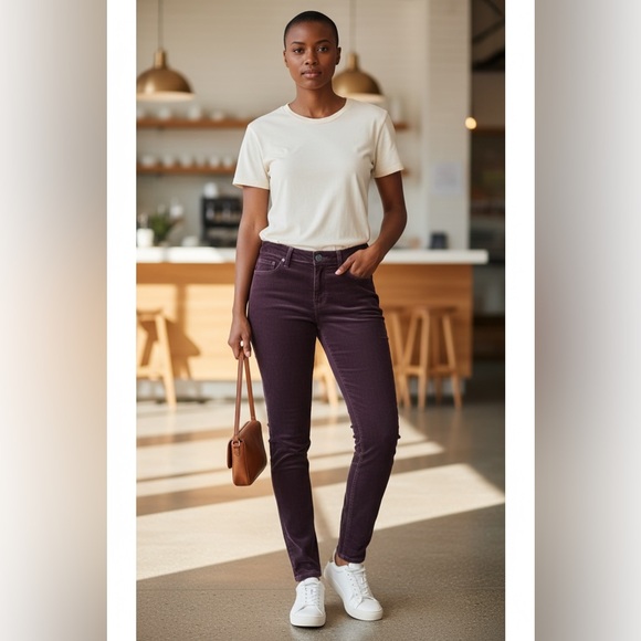 LOFT Denim - Ann Taylor LOFT Women's Deep Purple Plum Corduroy Modern Skinny Jeans Size 2P